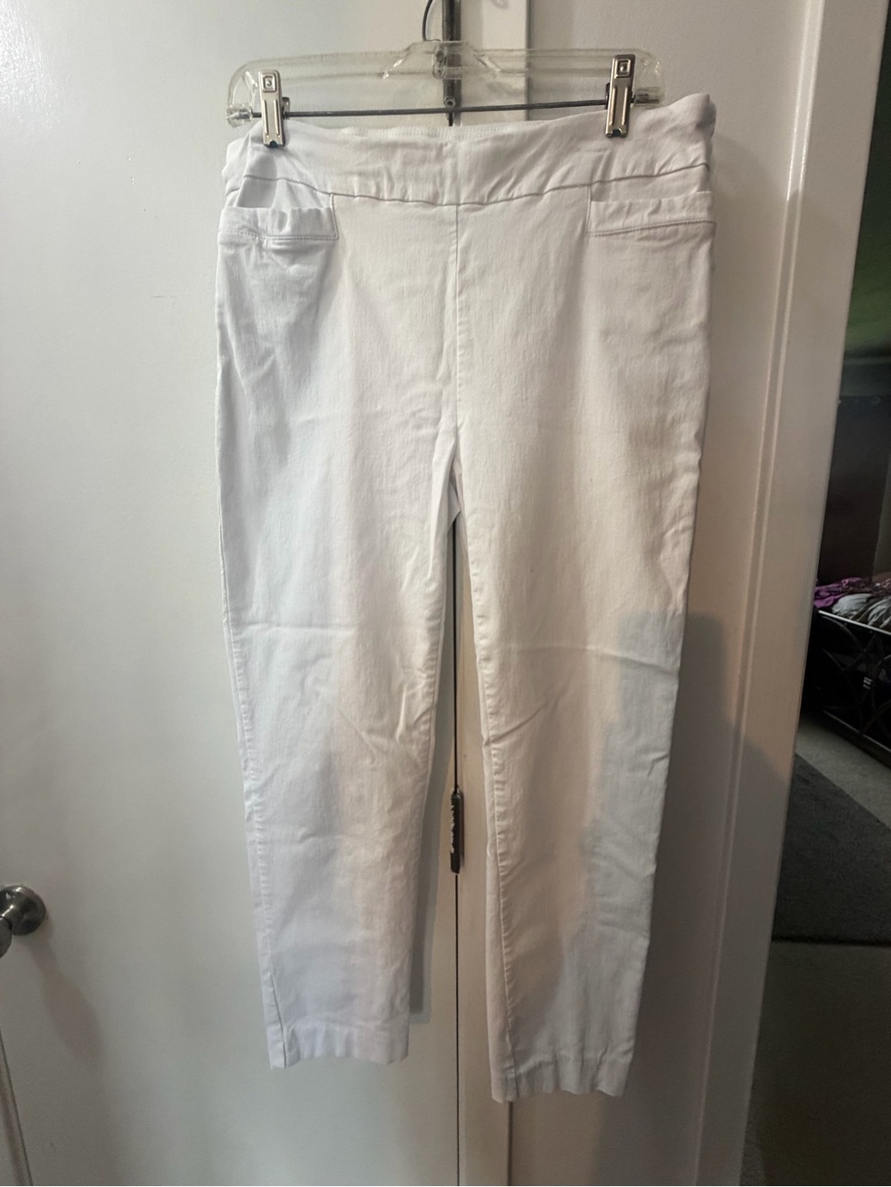 Zac & Rachel White Pull-On Pants with Branded Waistband